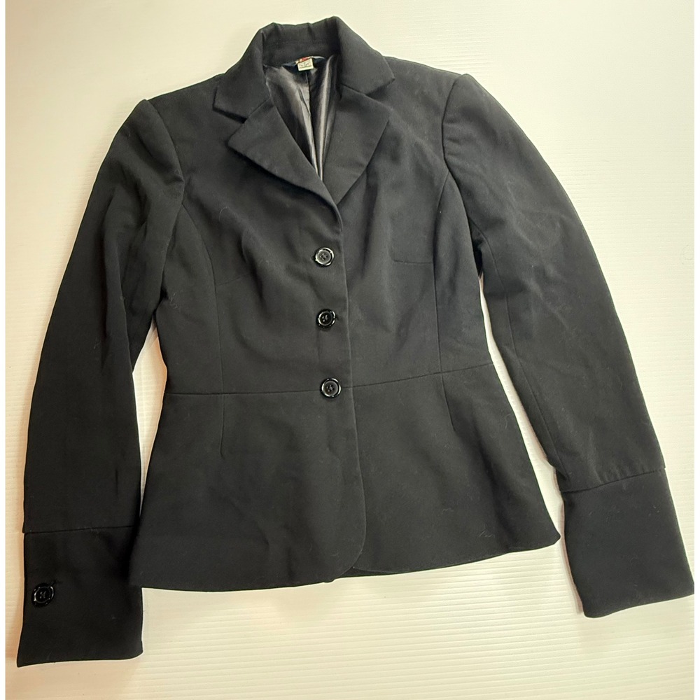 Black HW Blazer Jacket Womens Size 2 Fitted Career Business Office Interview